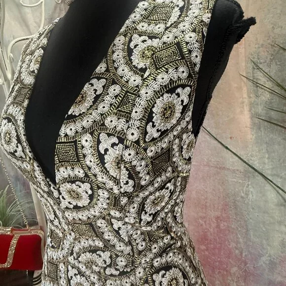 NEW📌Alice+Olivia Stunning Metallic Accented Jacquard Fabric Mini Cocktail Dress - Picture 5 of 15